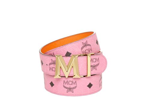cheap pink mcm belt
